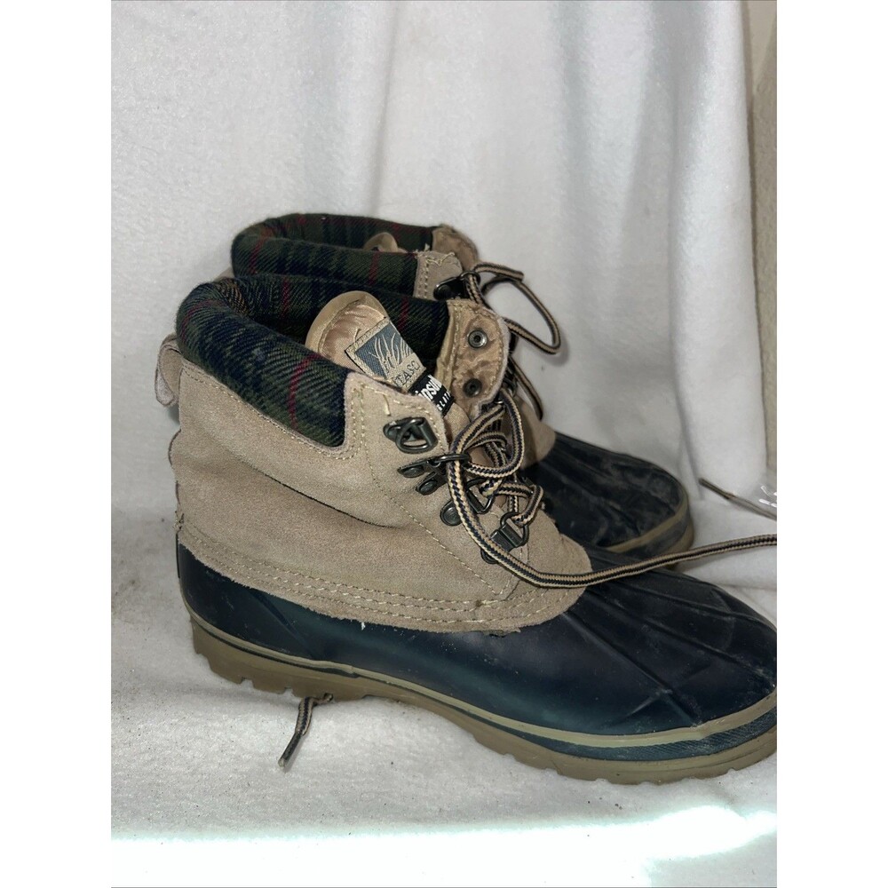 Itasca Winter Duck Boots Thinsulate Snow Steel Shank Plaid Flannel Trim 7 Women